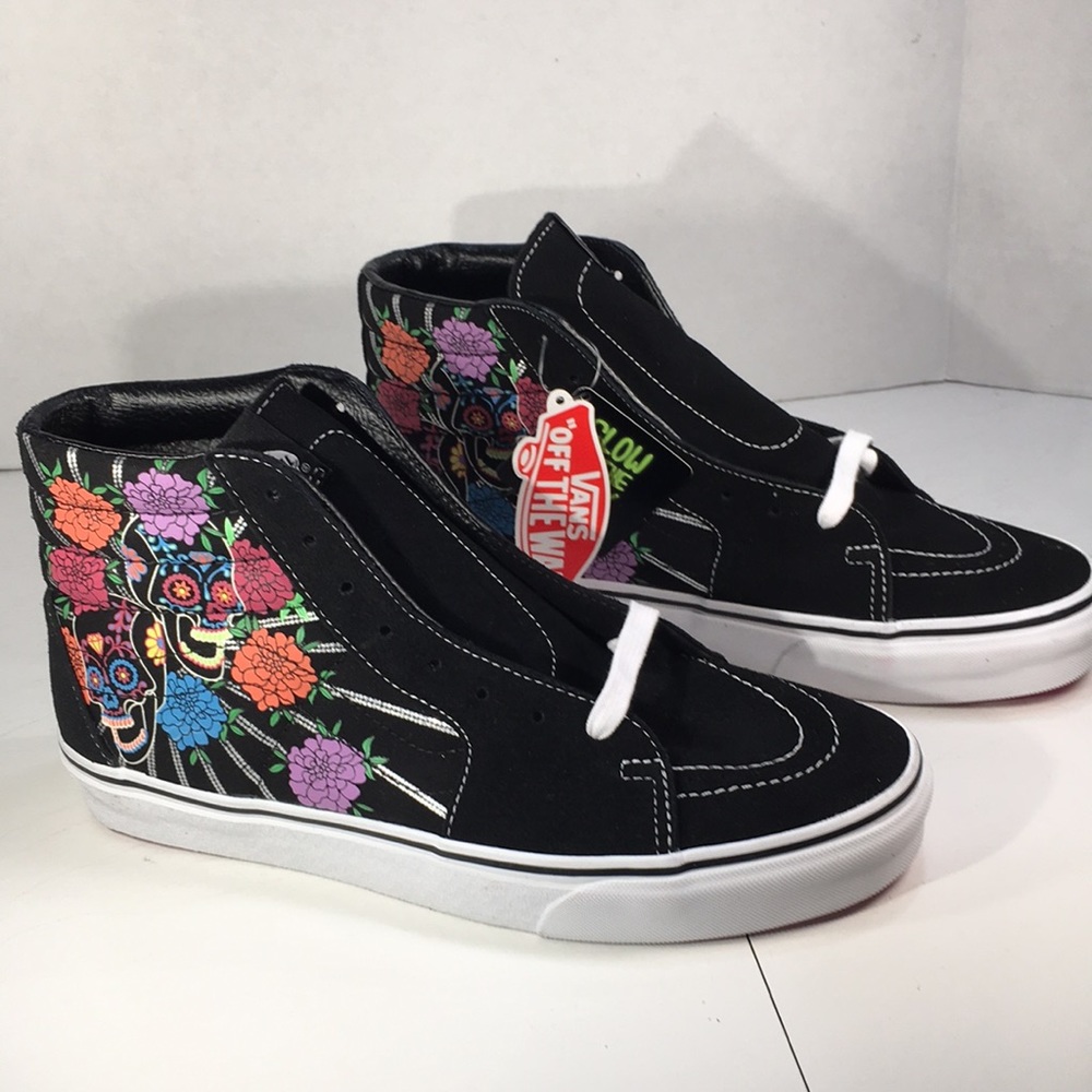 Vans Black Floral Skull High-Top Sneakers - Picture 3 of 10
